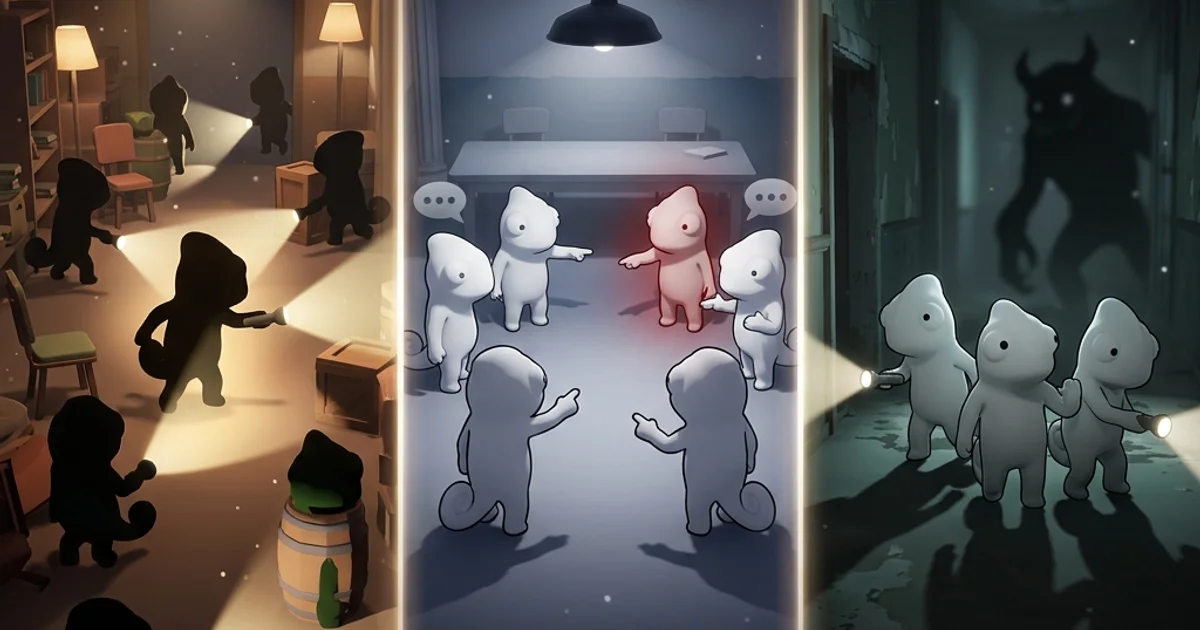 Party hide-and-seek games compared — prop hunt and social deduction